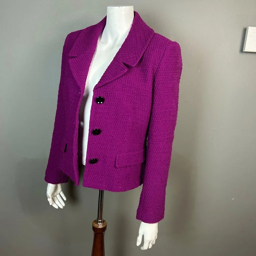 Lafayette 148 New York Boucle Blazer Size 6 Purple Tweed Colorful Winter wool‎